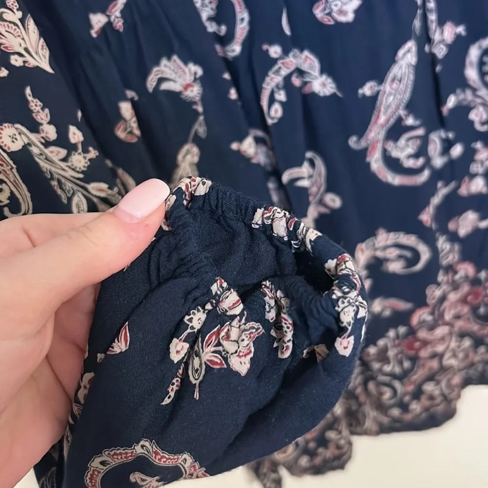 Abercrombie and Fitch Paisley Keyhole Neck Long Sleeve Mini Dress - Picture 7 of 8